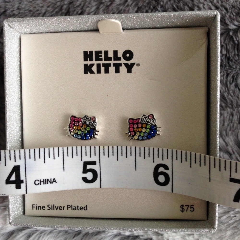 NIB HELLO KITTY Colored Crystal Earrings New in Box Pierced